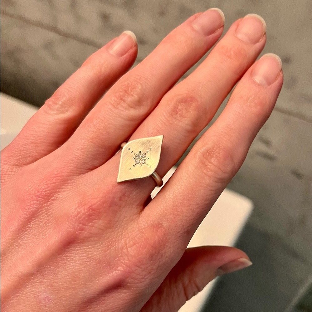 Genuine diamond & sterling ring. Size 7